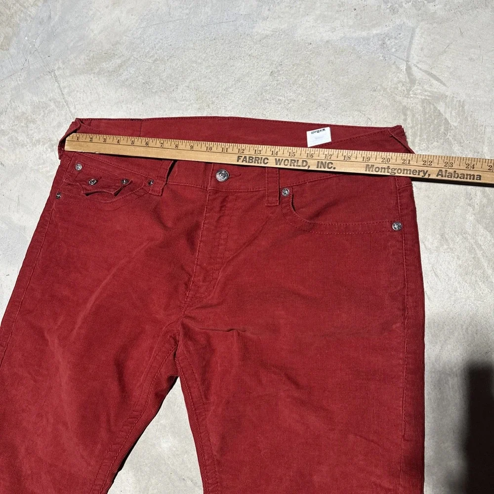 True Religion Corduroy Red Pants Ricky Relaxed Straight Leg Men's Size 40x34 Y2K